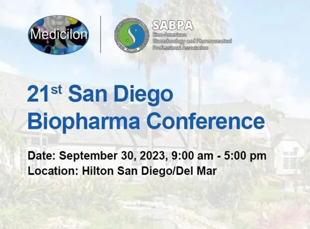 9月30日，HJC黄金城平台陈春麟博士将出席第21届圣地亚哥生物制药大会